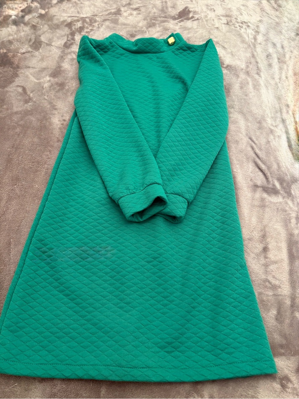 Crewneck Quilted Green Dress